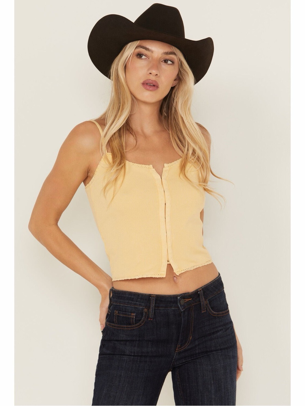 IDYLLWIND by Miranda Lambert LACE TRIM CAMI Small Yellow
